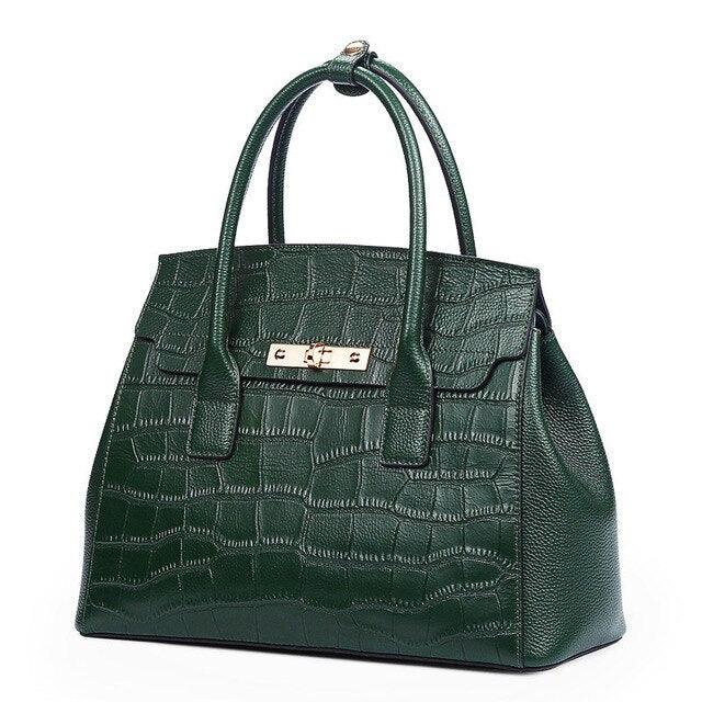 PU Leather Crocodile Pattern Tote Bag Lock Shoulder Messenger Bags