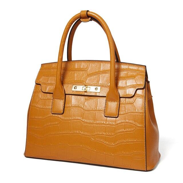 Crocodile Pattern Genuine Leather Shoulder Bag - TeresaCollections