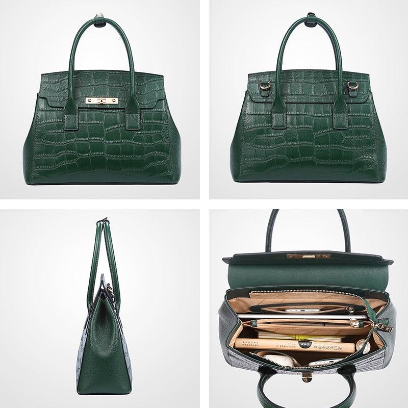 Crocodile Pattern Genuine Leather Shoulder Bag - TeresaCollections