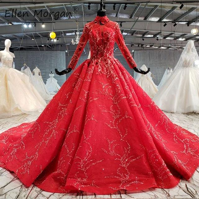 Red Fringe Lace up Arabic Dubai Luxury Dress - TeresaCollections