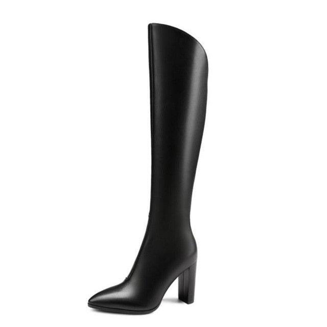 High Boots Winter Genuine Leather Riding Boots - TeresaCollections