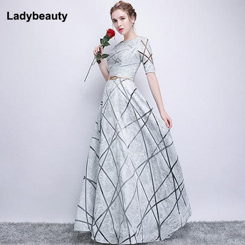 White Long Evening Dresses 2018 lacing Vintage Lace Top Dress - TeresaCollections