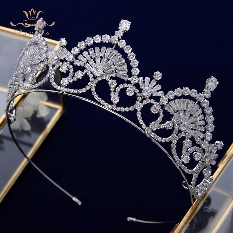 Royal Zircon Crystal Wedding Bridal Tiara - TeresaCollections