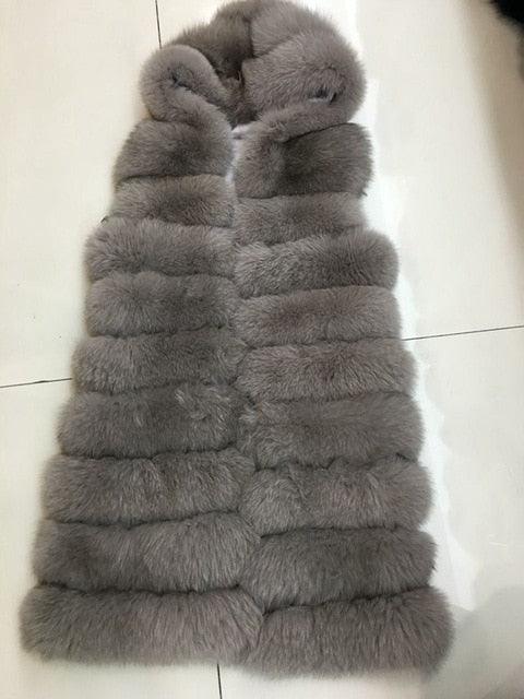 Slim Sleeveless Faux Fox Fur Vest Winter Jacket - TeresaCollections