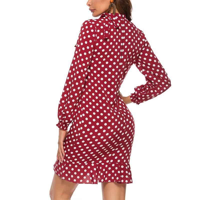 PolkaDot Print Elegant Mini Dress - TeresaCollections