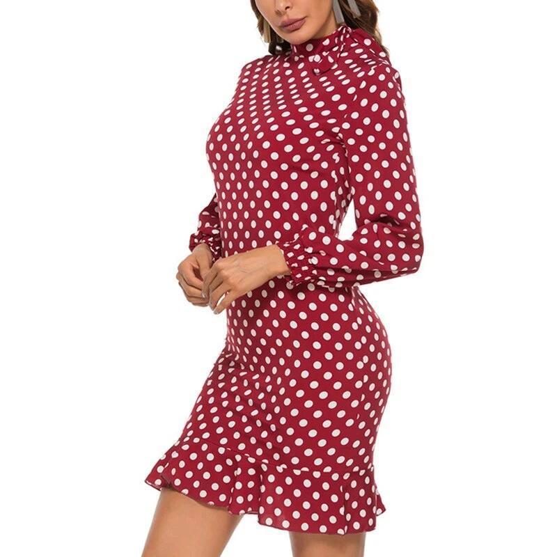 PolkaDot Print Elegant Mini Dress - TeresaCollections