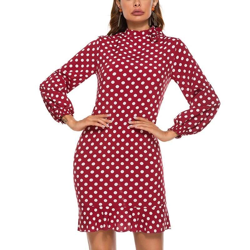 PolkaDot Print Elegant Mini Dress - TeresaCollections