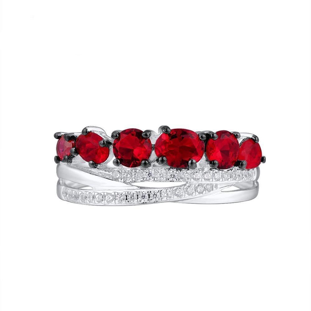 Glamorous Red Round Glass Ring - TeresaCollections