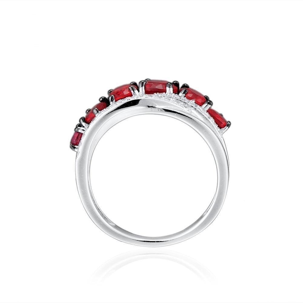 Glamorous Red Round Glass Ring - TeresaCollections