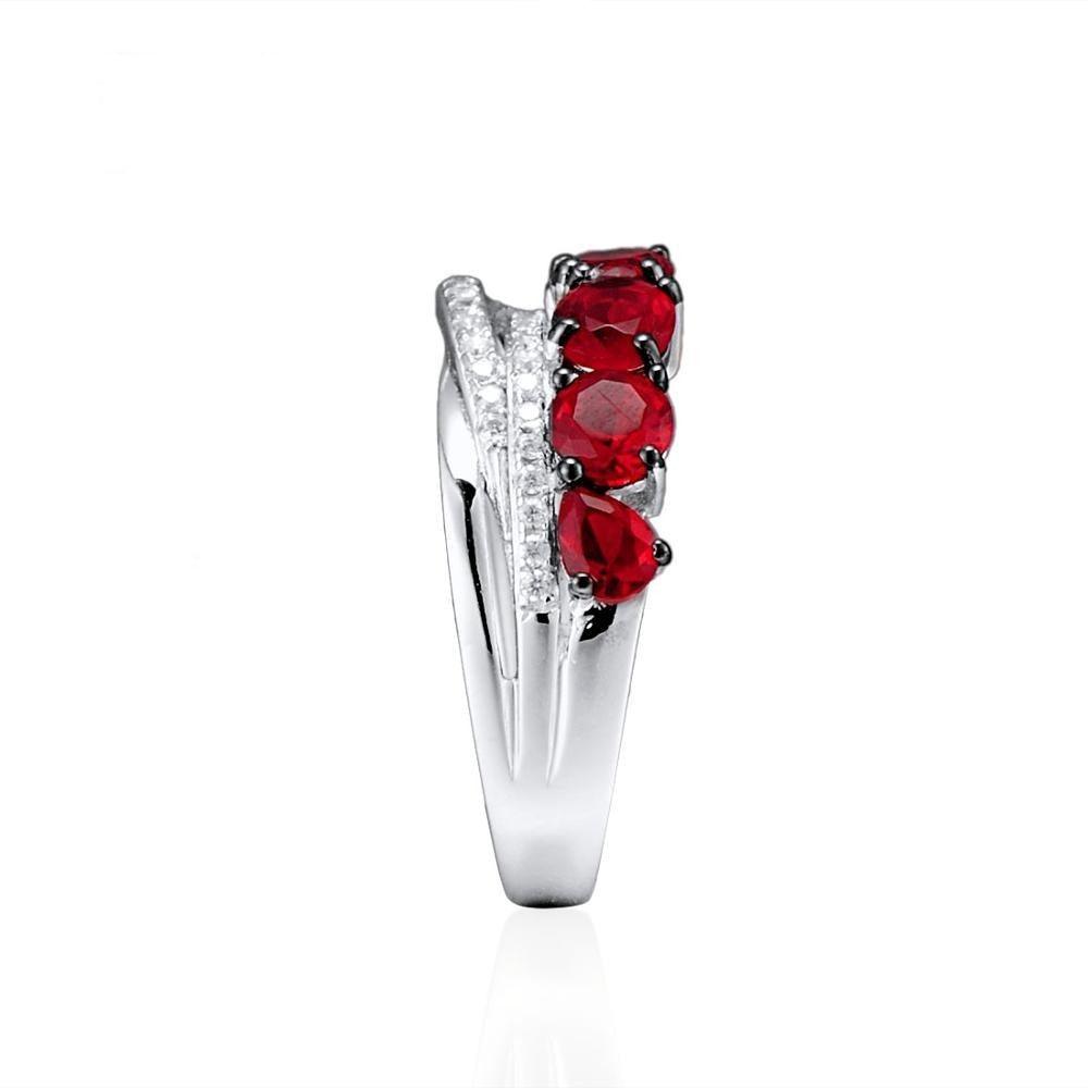 Glamorous Red Round Glass Ring - TeresaCollections