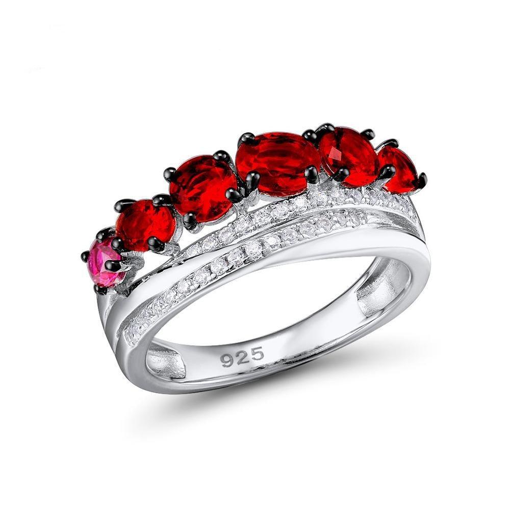 Glamorous Red Round Glass Ring - TeresaCollections