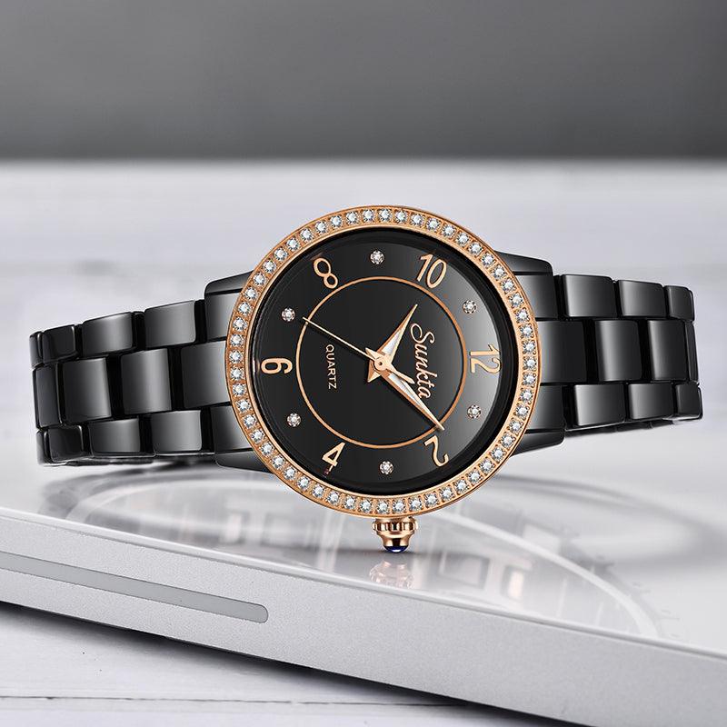 Black Ceramic Waterproof Watch - TeresaCollections