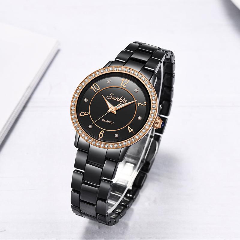 Black Ceramic Waterproof Watch - TeresaCollections