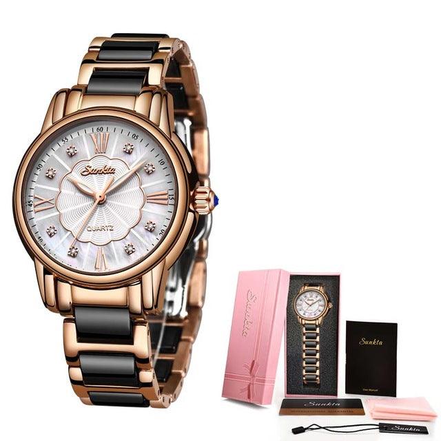 Rose Gold Steel Strap Wrist Watch - TeresaCollections