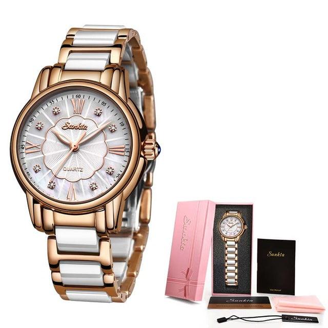 Rose Gold Steel Strap Wrist Watch - TeresaCollections
