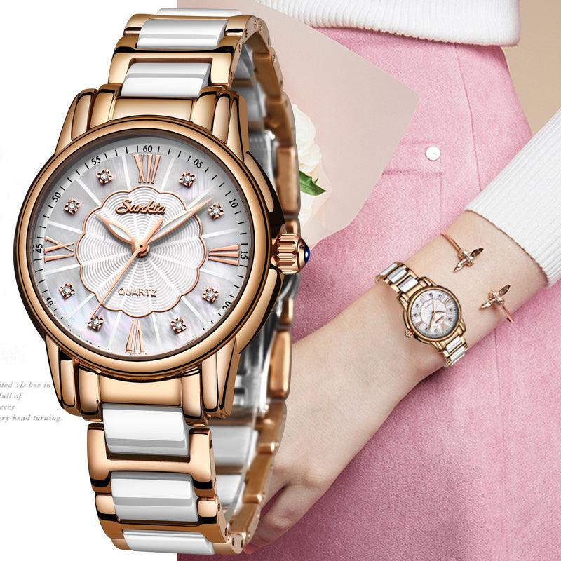 Rose Gold Steel Strap Wrist Watch - TeresaCollections