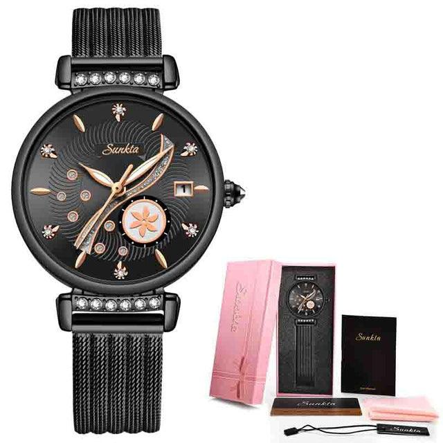 Casual Stainless Steel Mesh Band Stylish Quartz Watch - TeresaCollections