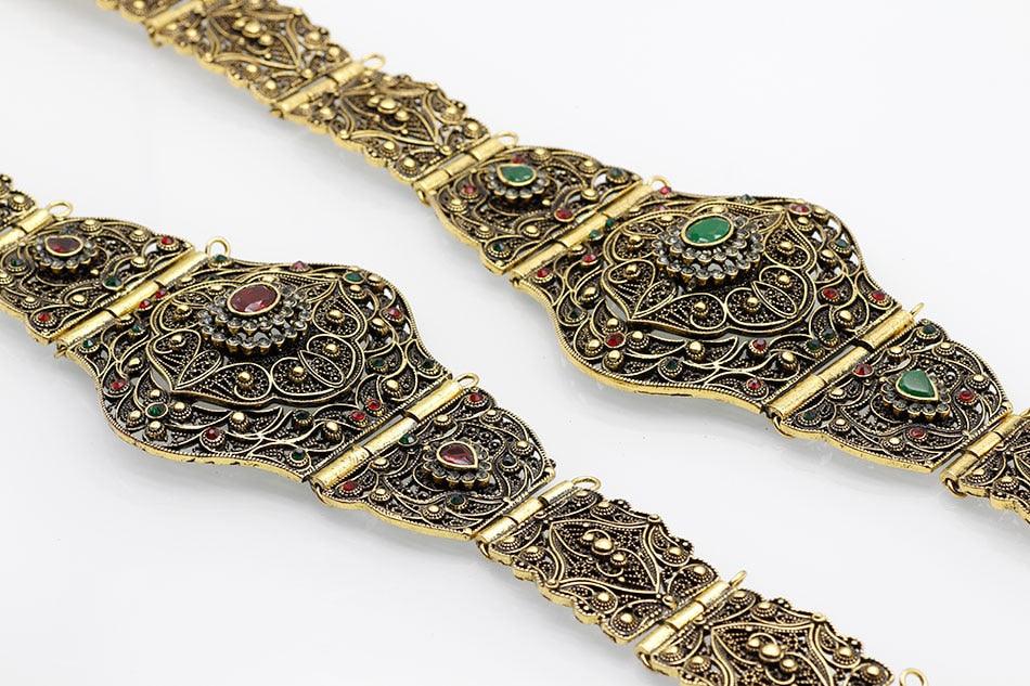 Antique Gold Color Metal Waist Belt - TeresaCollections