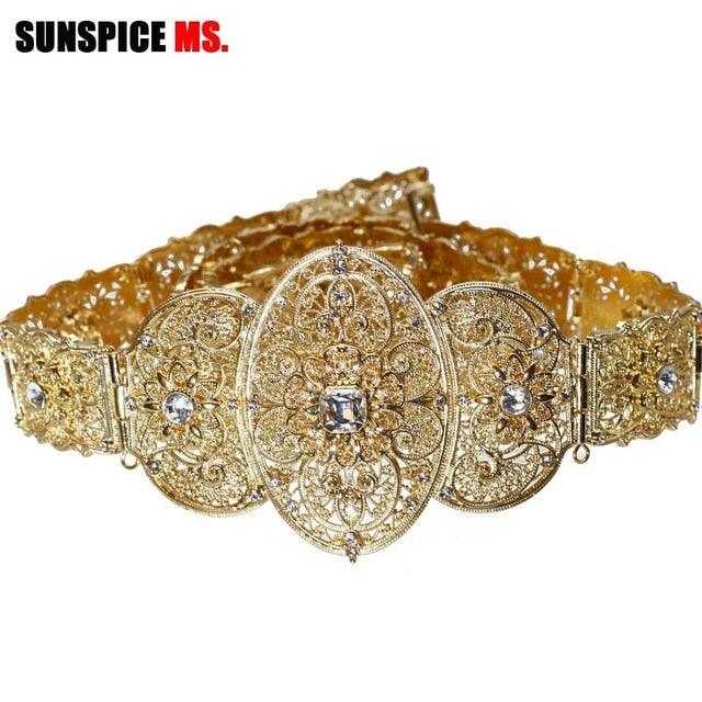 Rhinestone Gold Color Belt - TeresaCollections