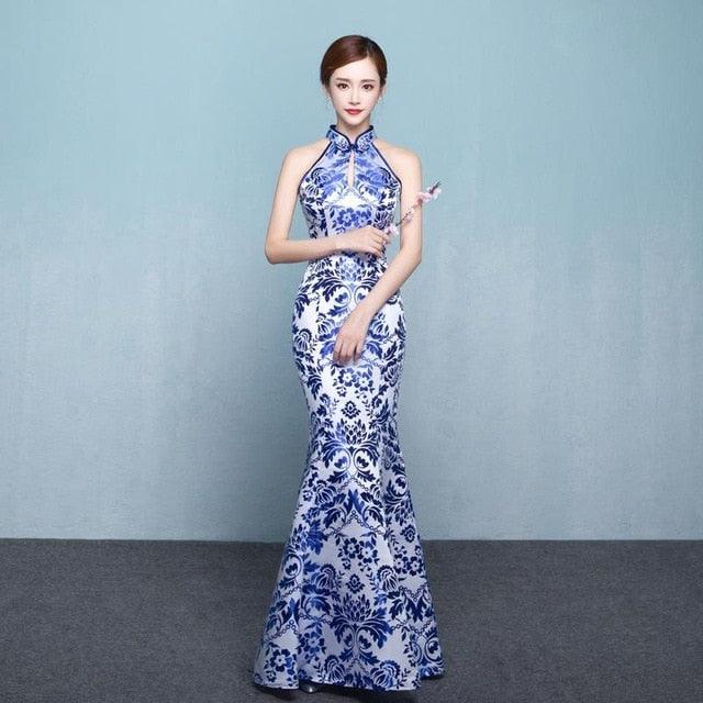 Vintage Qipao Elegant Cheongsam Sleeveless Evening Dress - TeresaCollections