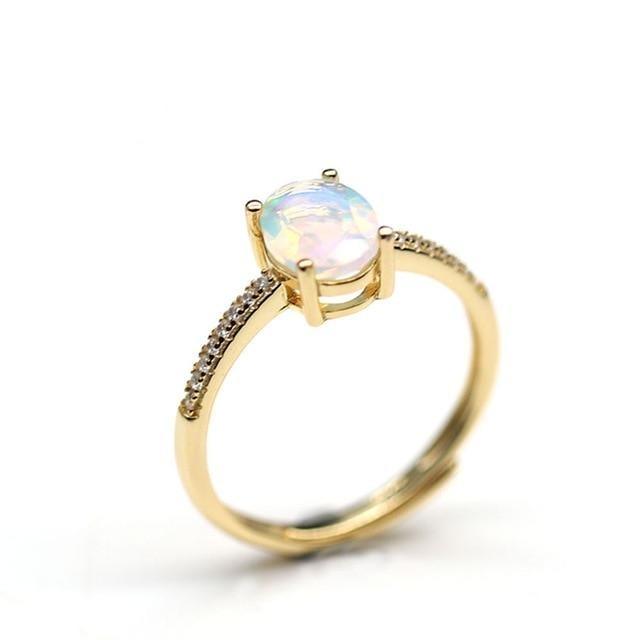 Simple  Opal Natural Ethiopia Gemstone Ring - TeresaCollections