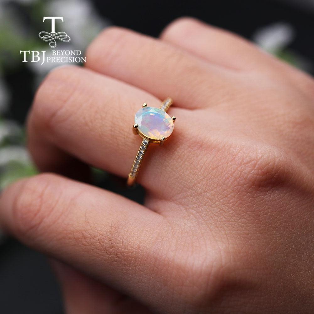 Simple  Opal Natural Ethiopia Gemstone Ring - TeresaCollections