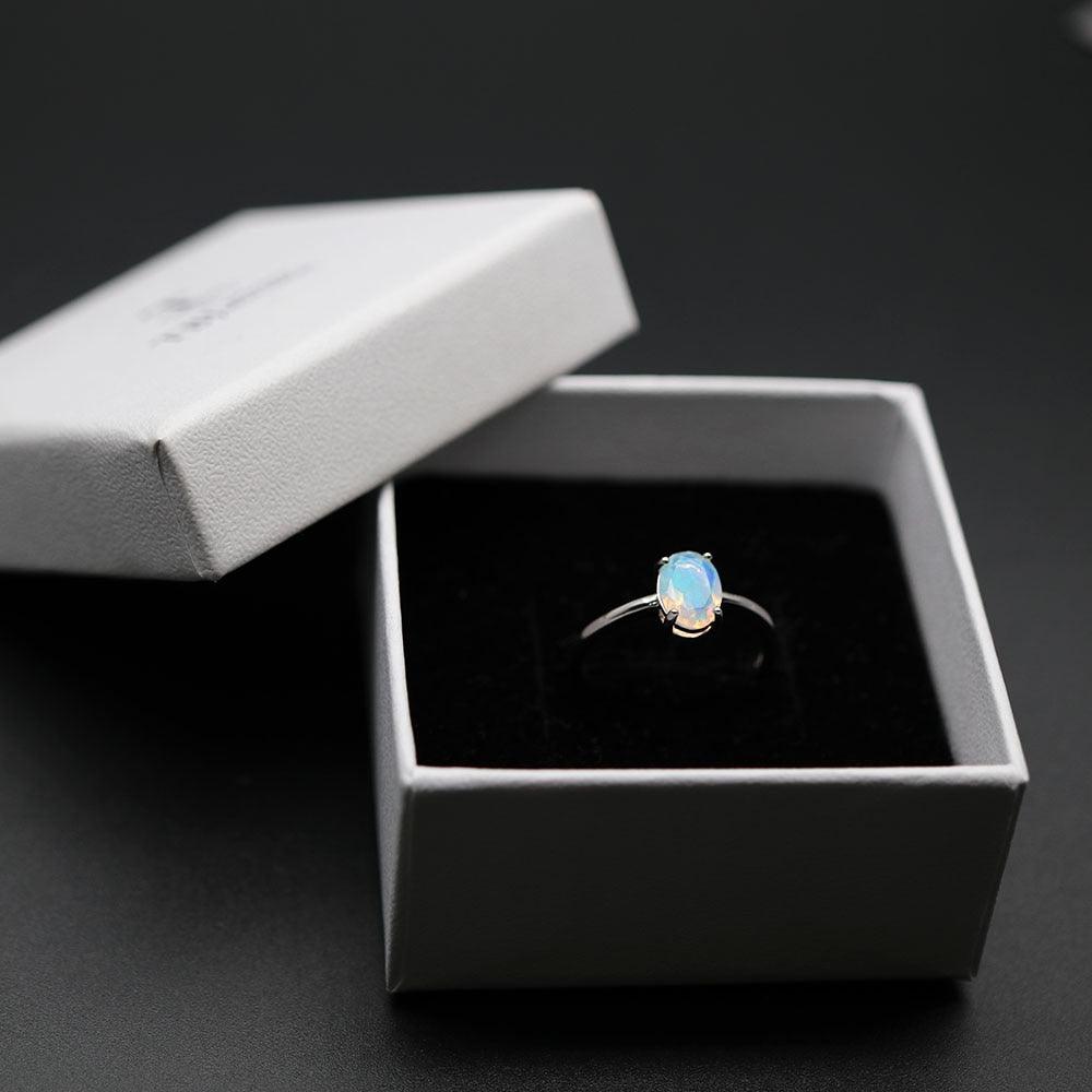 Simple  Opal Natural Ethiopia Gemstone Ring - TeresaCollections