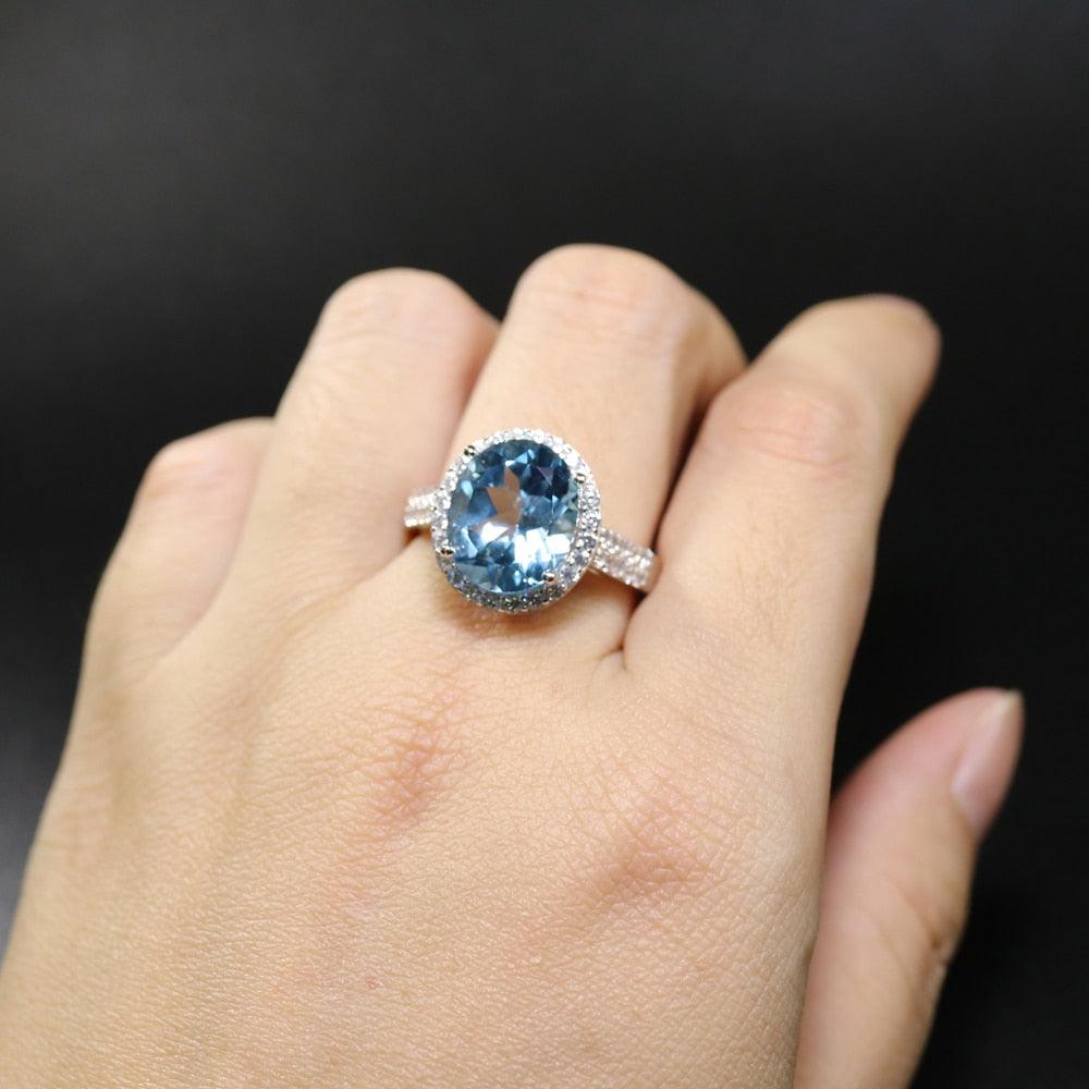 Sky Blue Topaz Natural Gemstone Ring - TeresaCollections