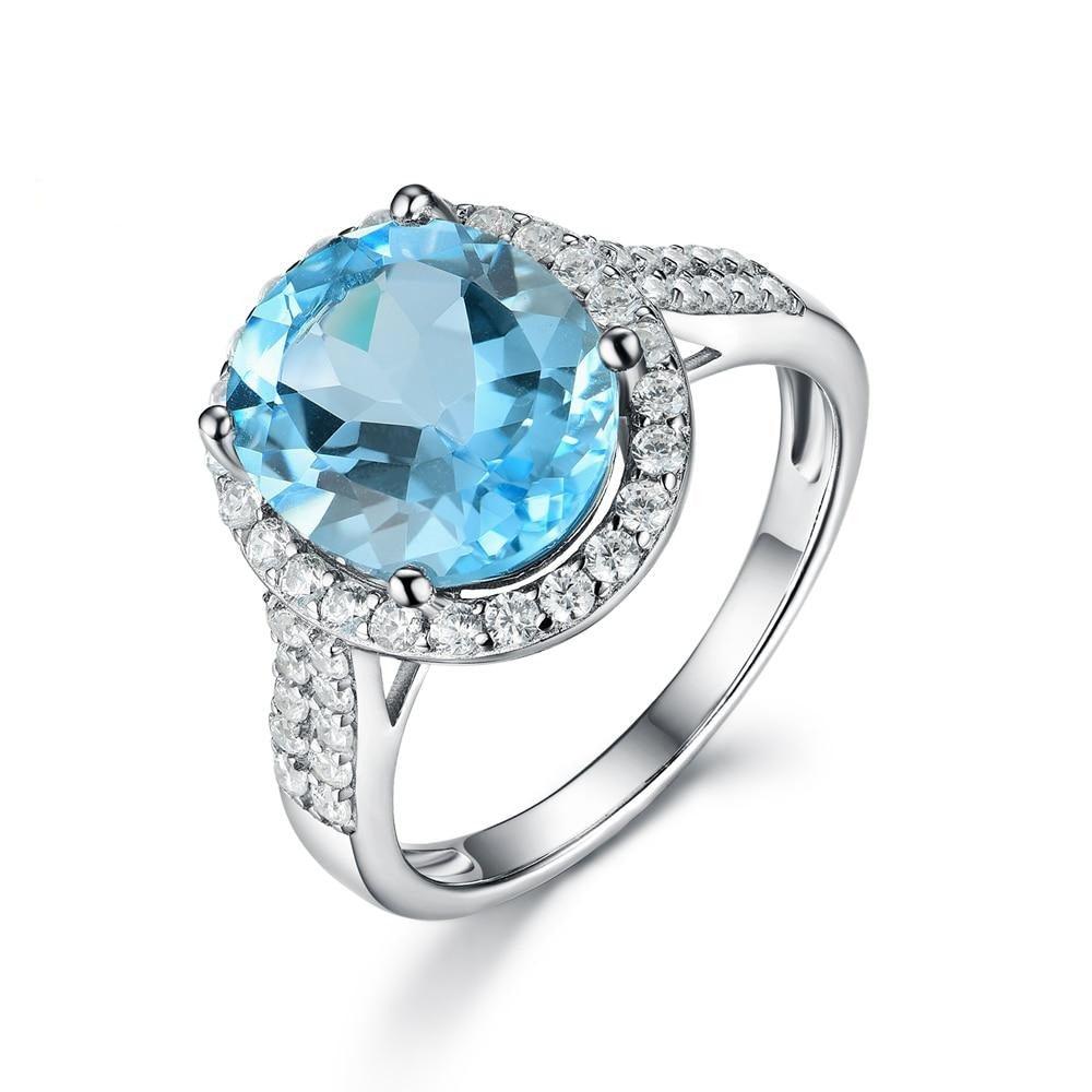 Sky Blue Topaz Natural Gemstone Ring - TeresaCollections