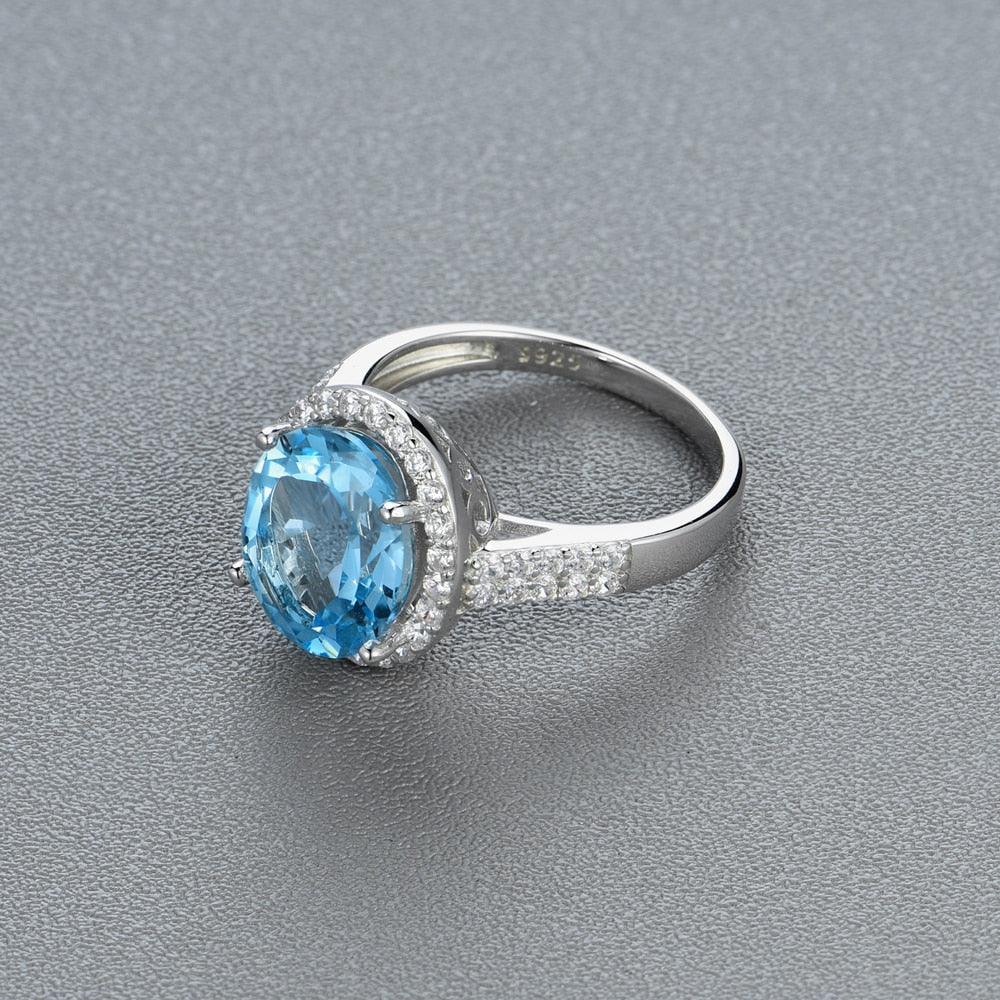 Sky Blue Topaz Natural Gemstone Ring - TeresaCollections