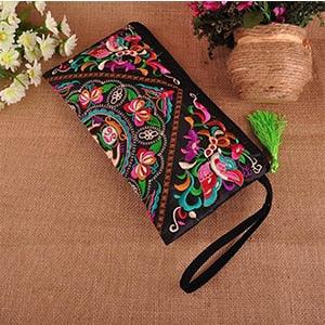 Ethnic Embroidery Canvas Day Clutch Bag - TeresaCollections