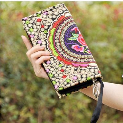 Ethnic Embroidery Canvas Day Clutch Bag - TeresaCollections