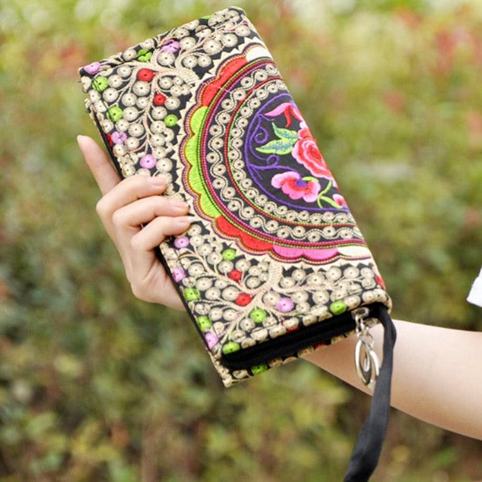 Ethnic Embroidery Canvas Day Clutch Bag - TeresaCollections