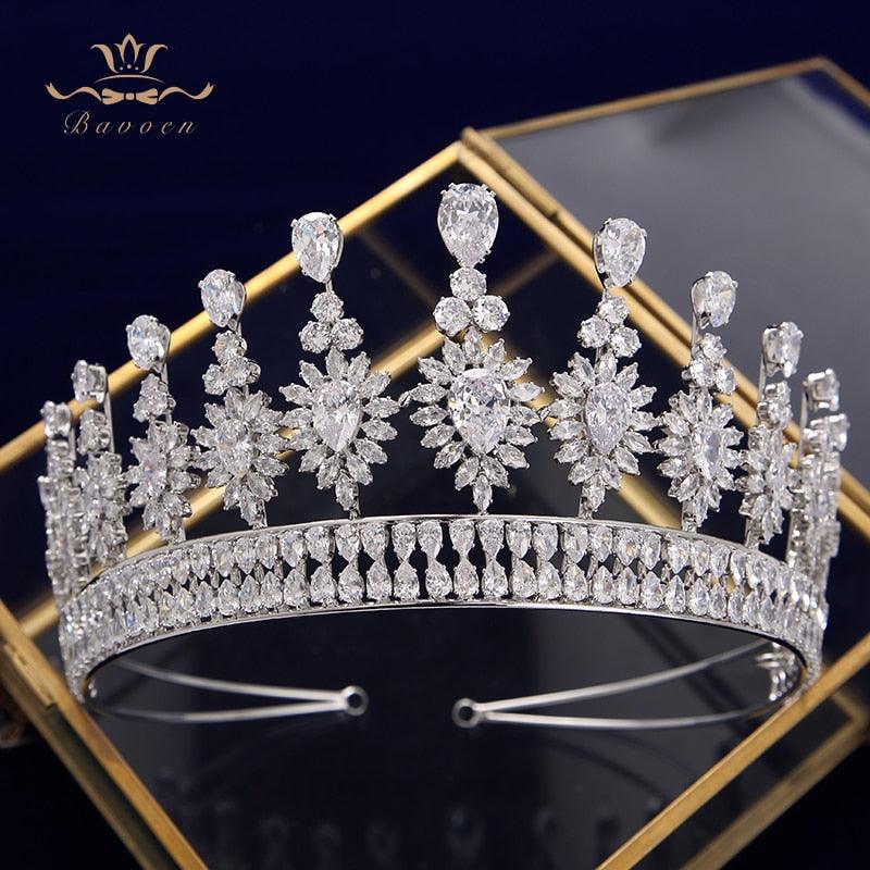 Sparkling Full Zircon Wedding Tiara - TeresaCollections