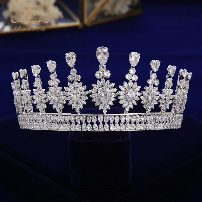 Sparkling Full Zircon Wedding Tiara - TeresaCollections