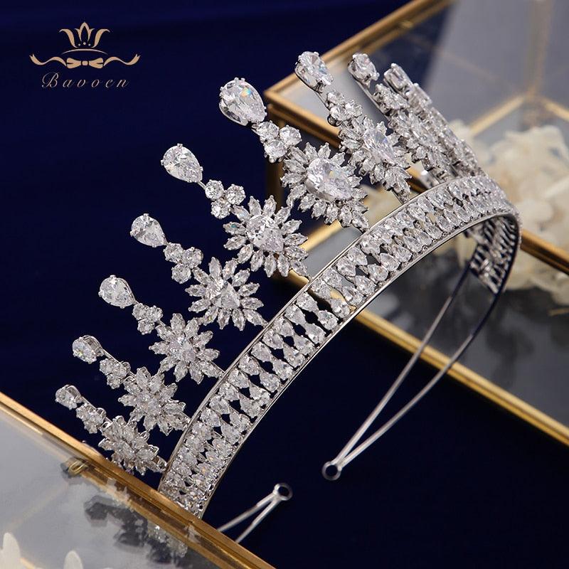 Sparkling Full Zircon Wedding Tiara - TeresaCollections