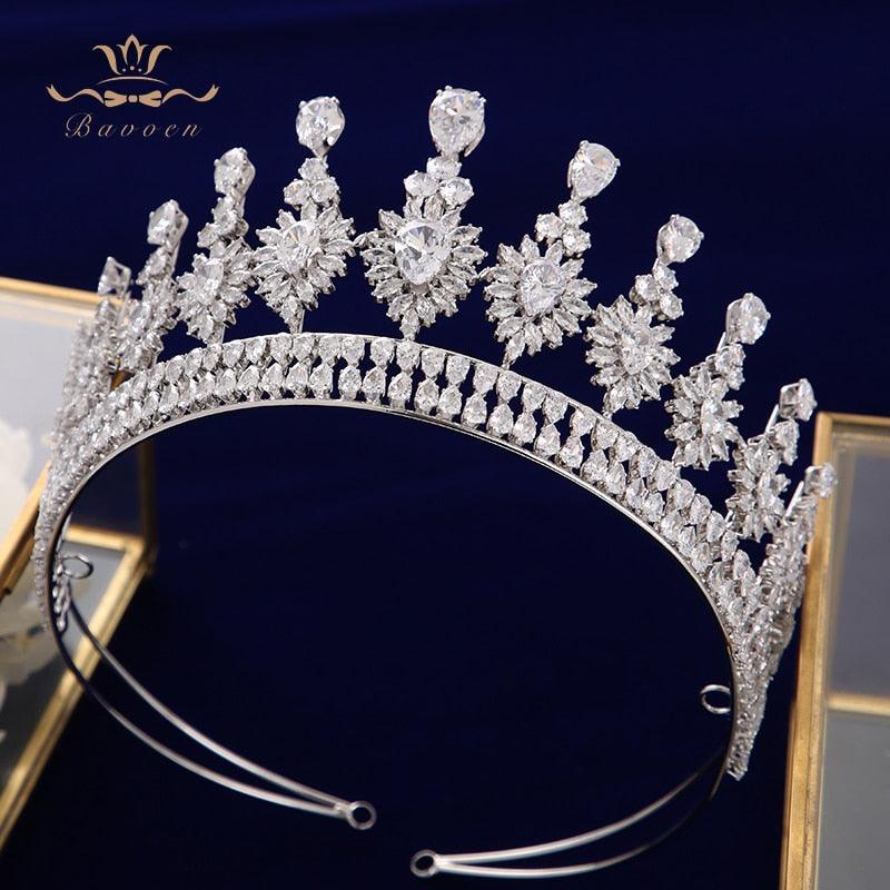 Sparkling Full Zircon Wedding Tiara - TeresaCollections