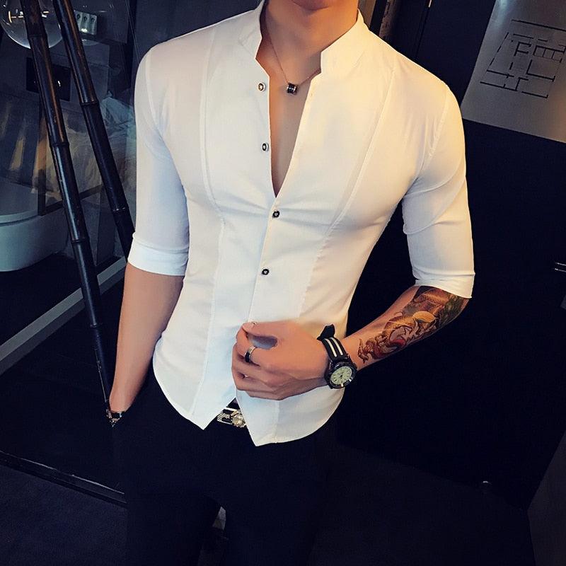 Men Slim Fit Short Sleeve Shirt - TeresaCollections