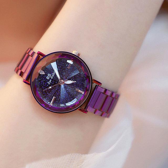 Midnight Sky Crystal Waterproof Stainless Steel Quartz Watch - TeresaCollections