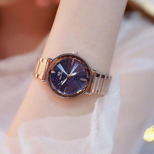 Midnight Sky Crystal Waterproof Stainless Steel Quartz Watch - TeresaCollections