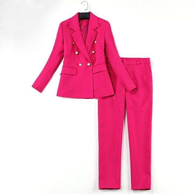 Rose Double-breasted Pant Suit - TeresaCollections