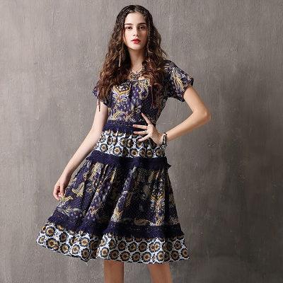 Hollow Out Lace Patchwork  Women Dress - TeresaCollections