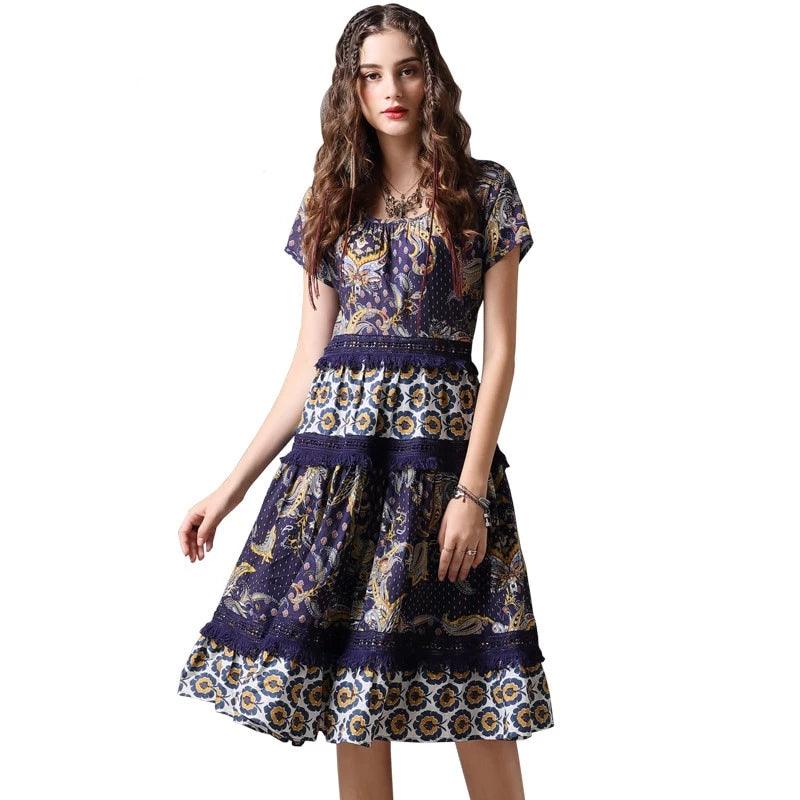 Hollow Out Lace Patchwork  Women Dress - TeresaCollections