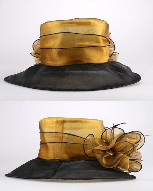 Vintage Organza Hats Large Wide Brim Bonnet  Kentucky Derby Hat - TeresaCollections