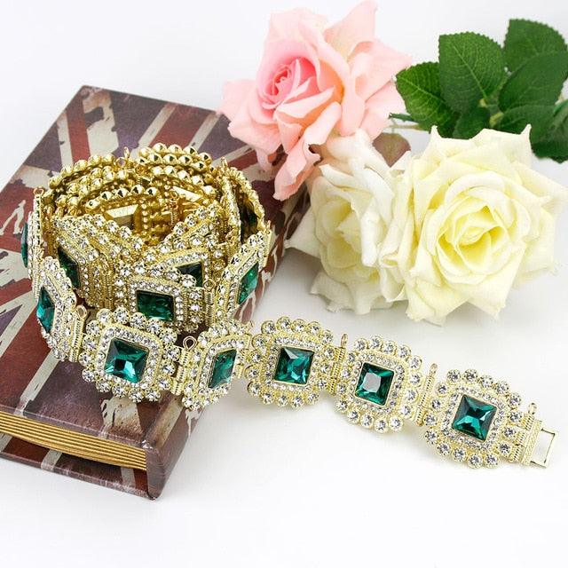 Red Green Crystal Wedding Jewelry Removable Metal Buckle - TeresaCollections
