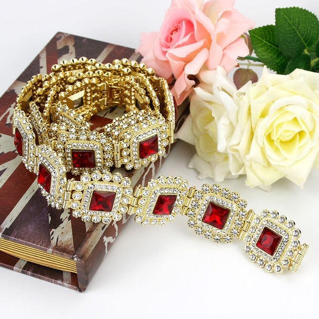 Red Green Crystal Wedding Jewelry Removable Metal Buckle - TeresaCollections