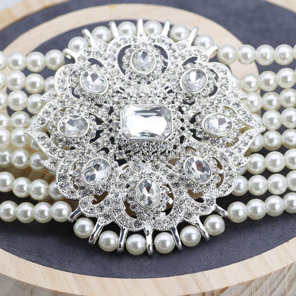 Handmade Algerian Pearl Crystal Buckle Belt - TeresaCollections