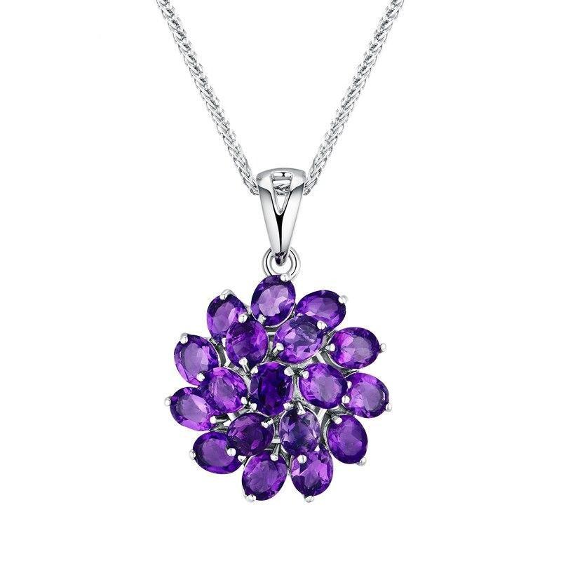 African Amethyst Flower Pendant Necklace - TeresaCollections