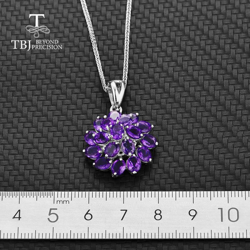 African Amethyst Flower Pendant Necklace - TeresaCollections