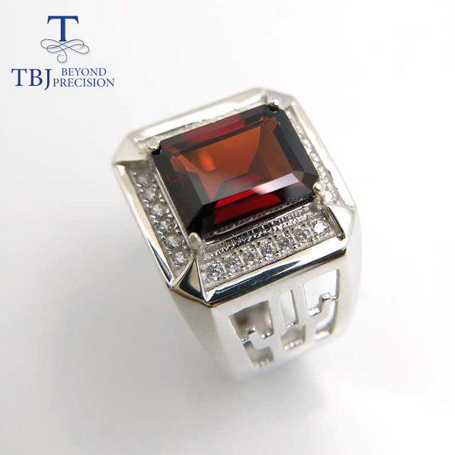 Natural Mozambique Garnet Men's Rings - TeresaCollections